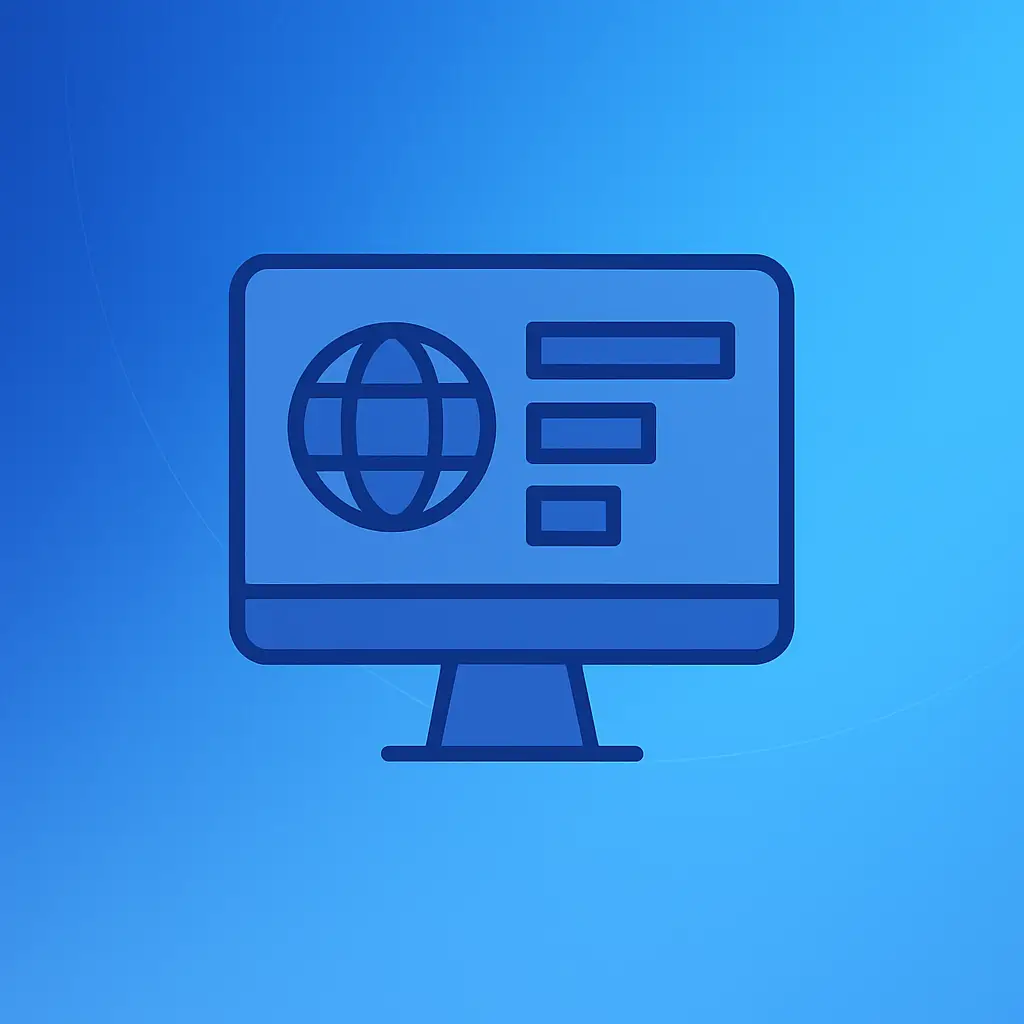 Strony WWW i aplikacje internetowe – ikona monitora z symbolem globu